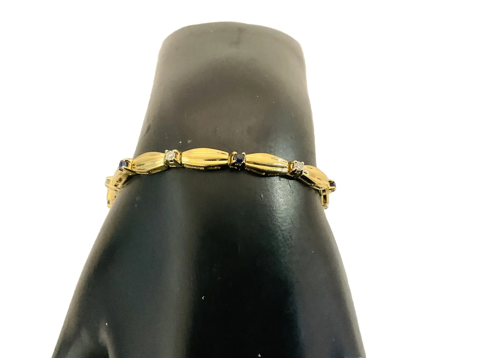 Antique Diamonds Sapphire Tennis Bracelet 7” - Image 2