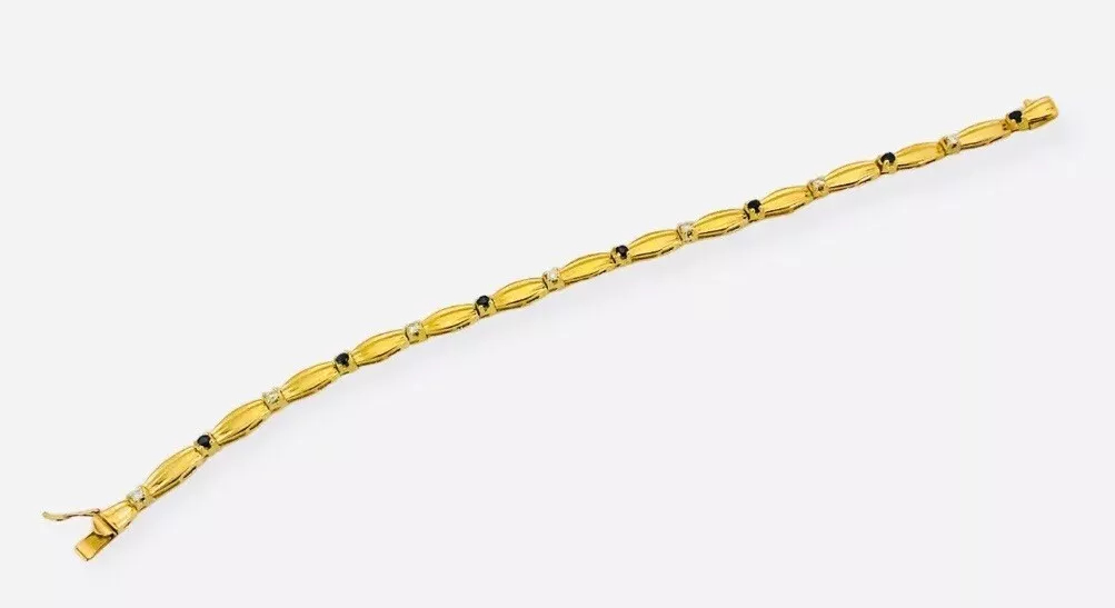 Antique Diamonds Sapphire Tennis Bracelet 7” - Image 4