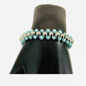 Blue Turquoise Beads Bracelet 8”