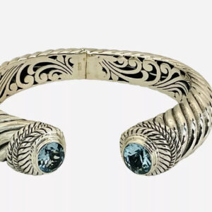 Blue Topaz Handcrafted Cuff Bracelet 7.5”