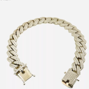 CZ,14mm Curb Link Men’s Bracelet 8.25”