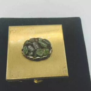 Antique, Brass, Natural gemstone handcrafted Victorian Small pill box