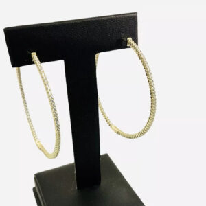 Silver Gold Over Large 2” Statement Inside Out Hoop Earrings