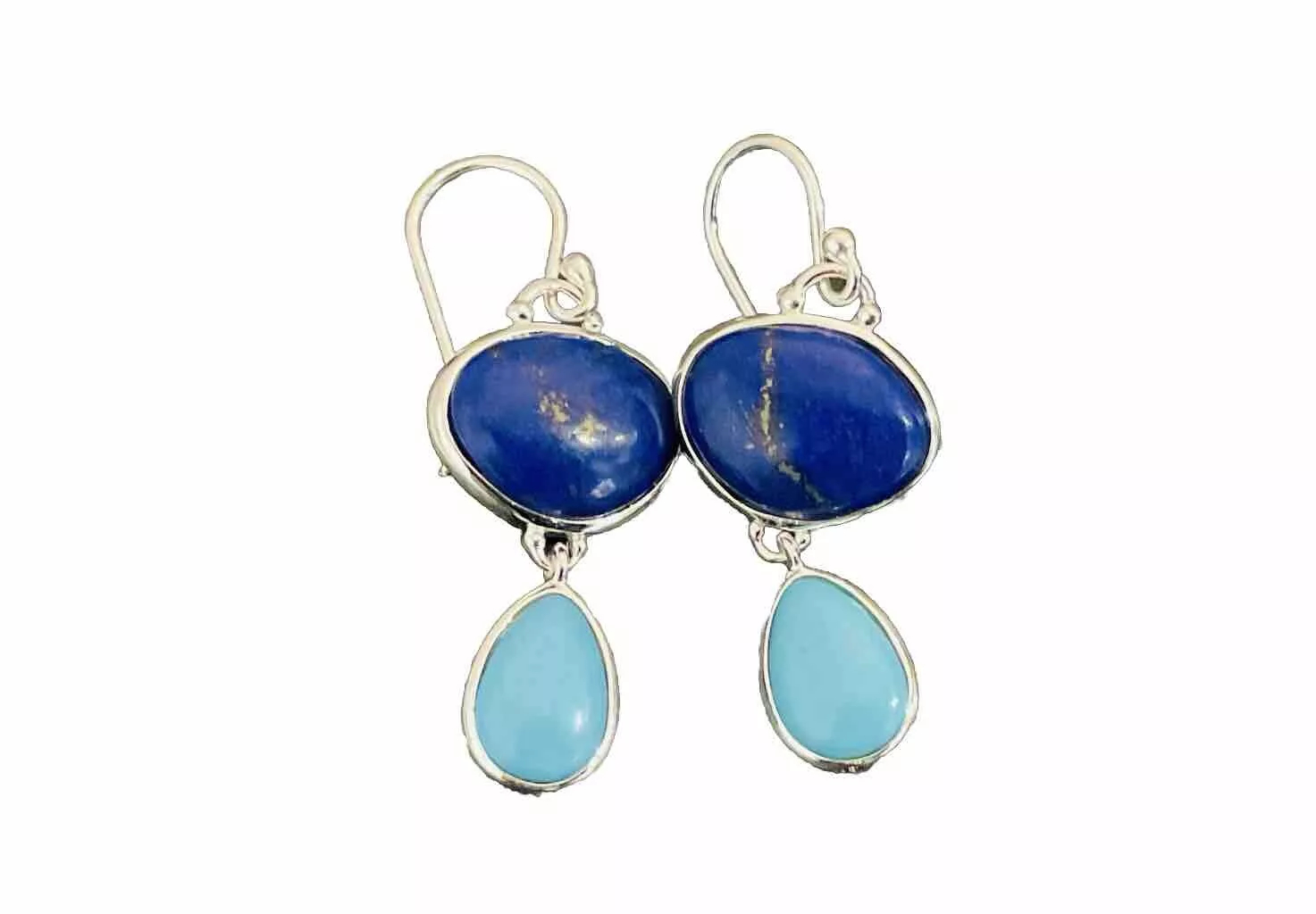 Blue Turquoise Dangling Statement Earrings - Image 2