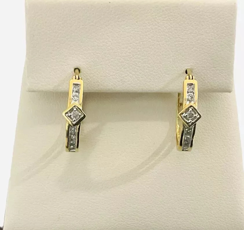 Diamond Small Size Huggie Hoop Earrings - Image 2