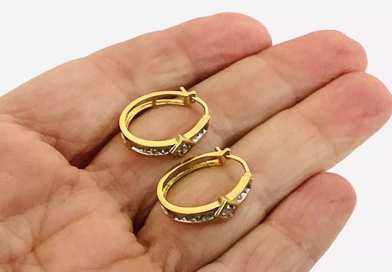 Diamond Small Size Huggie Hoop Earrings - Image 3