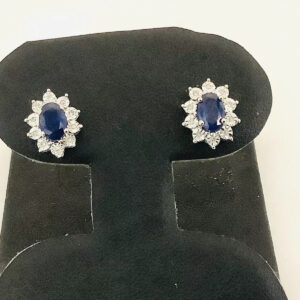 Sapphire, Diamond Stud Post Earrings