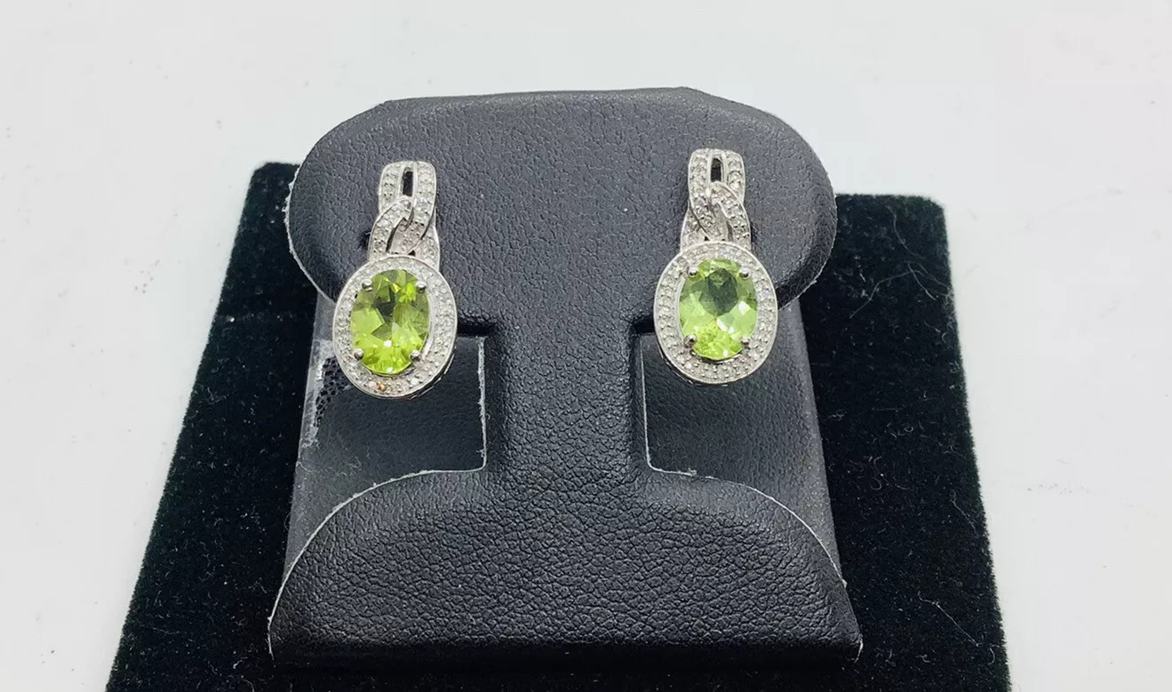 Peridot, Diamonds, Dangle Chandelier Earrings - Image 2