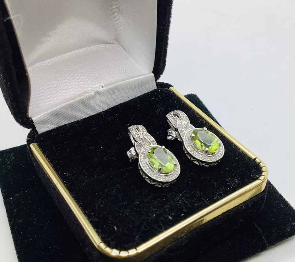 Peridot, Diamonds, Dangle Chandelier Earrings - Image 3