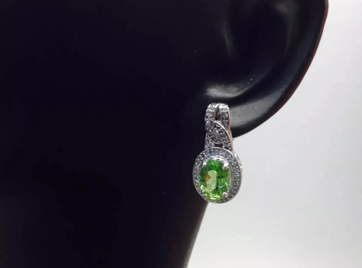 Peridot, Diamonds, Dangle Chandelier Earrings - Image 4