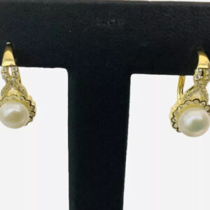 Pearl 14k Gold Over Dangle Earrings