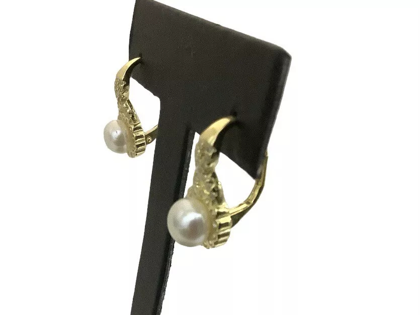 Pearl 14k Gold Over Dangle Earrings - Image 2