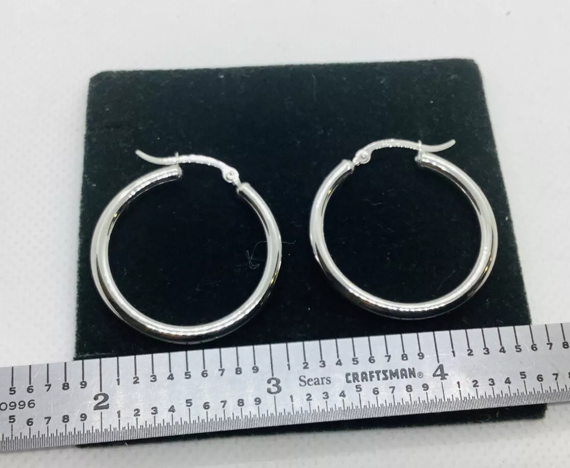 1” High Polish Classic Hoop Earrings 36mm - Image 3