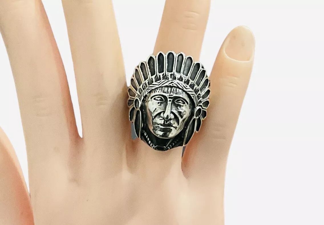 Indian Chief, Head Medium Size Men's Ring - Image 3
