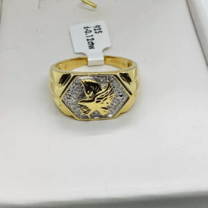 Silver Gold Over Diamond, Men’s Eagle Ring
