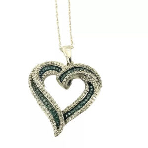 Diamonds Heart Pendant, Necklace 18”