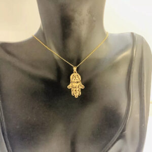 Hamsa Hand Pendant, Necklace 16”
