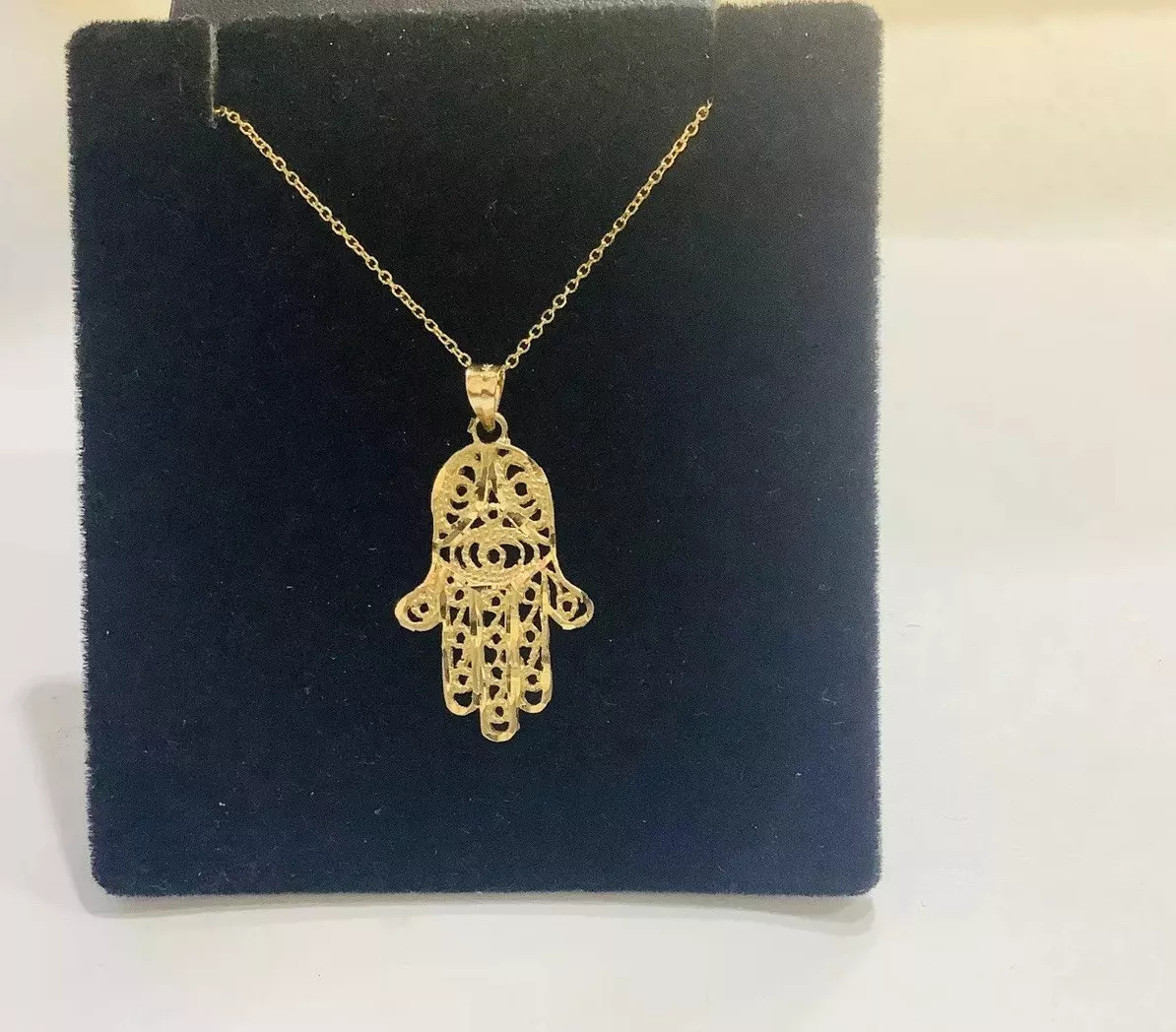 Hamsa Hand Pendant, Necklace 16” - Image 2