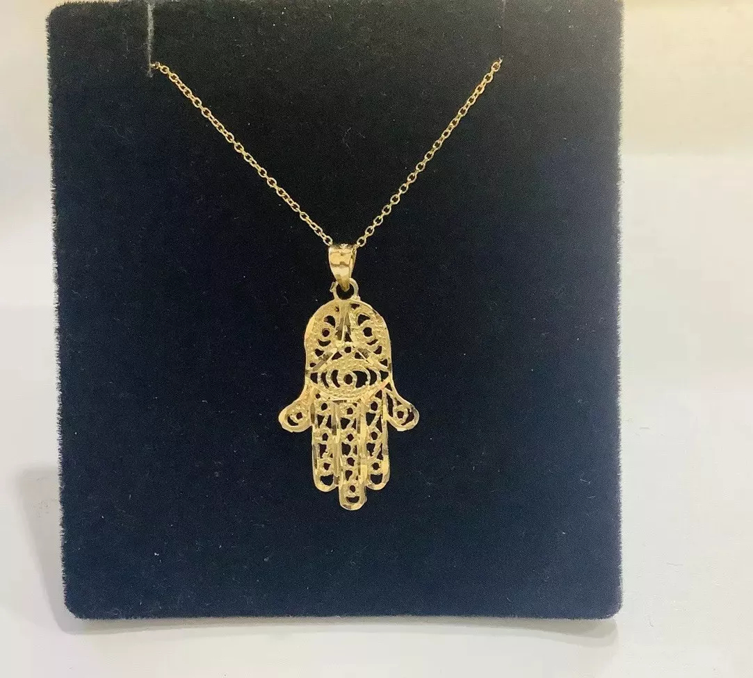 Hamsa Hand Pendant, Necklace 16” - Image 3