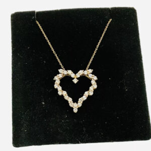 CZ Vintage Floating Hear Pendant 18”