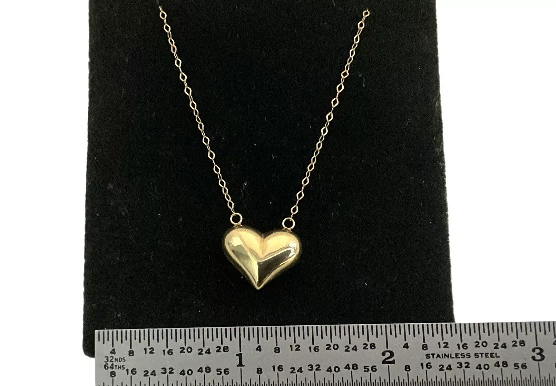 Italian Gold Puff Heart Vintage Necklace 18” - Image 4