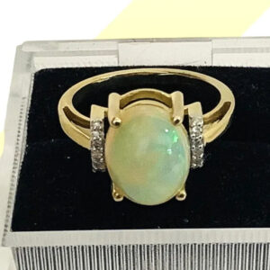 Australian Opal, Diamond, Gemstone Ring