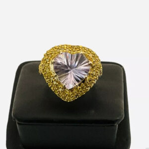Fantasy Cut 3ct Heart Amethyst Vintage Ring