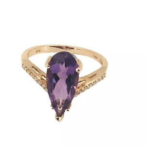 Amethyst, Diamonds Gemstone Ring