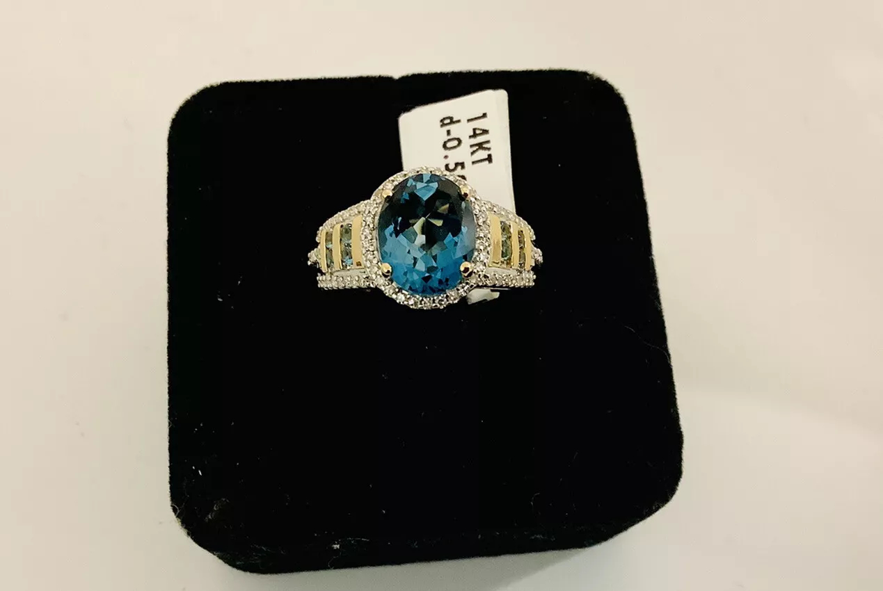 London Blue Topaz, Diamonds, Ring - Image 2