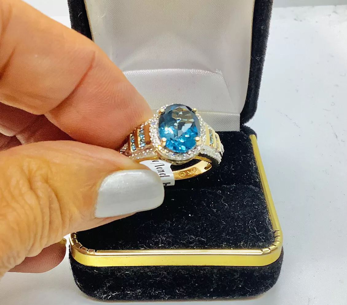 London Blue Topaz, Diamonds, Ring - Image 6