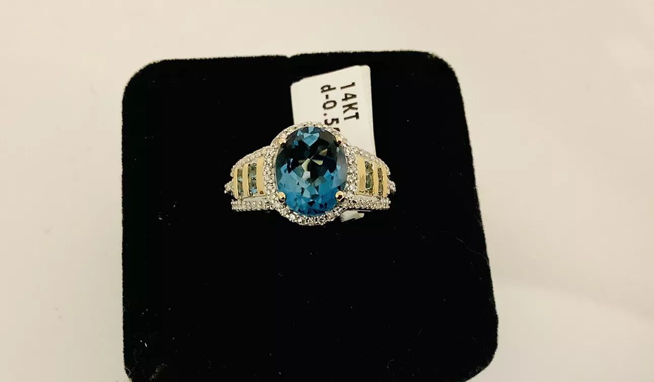 London Blue Topaz, Diamonds, Ring - Image 8