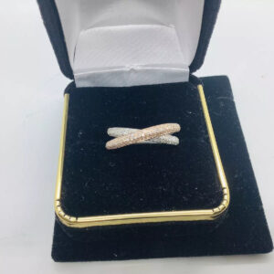Diamonds, White & Rose Gold Criss Cross Anniversary Band, Ring