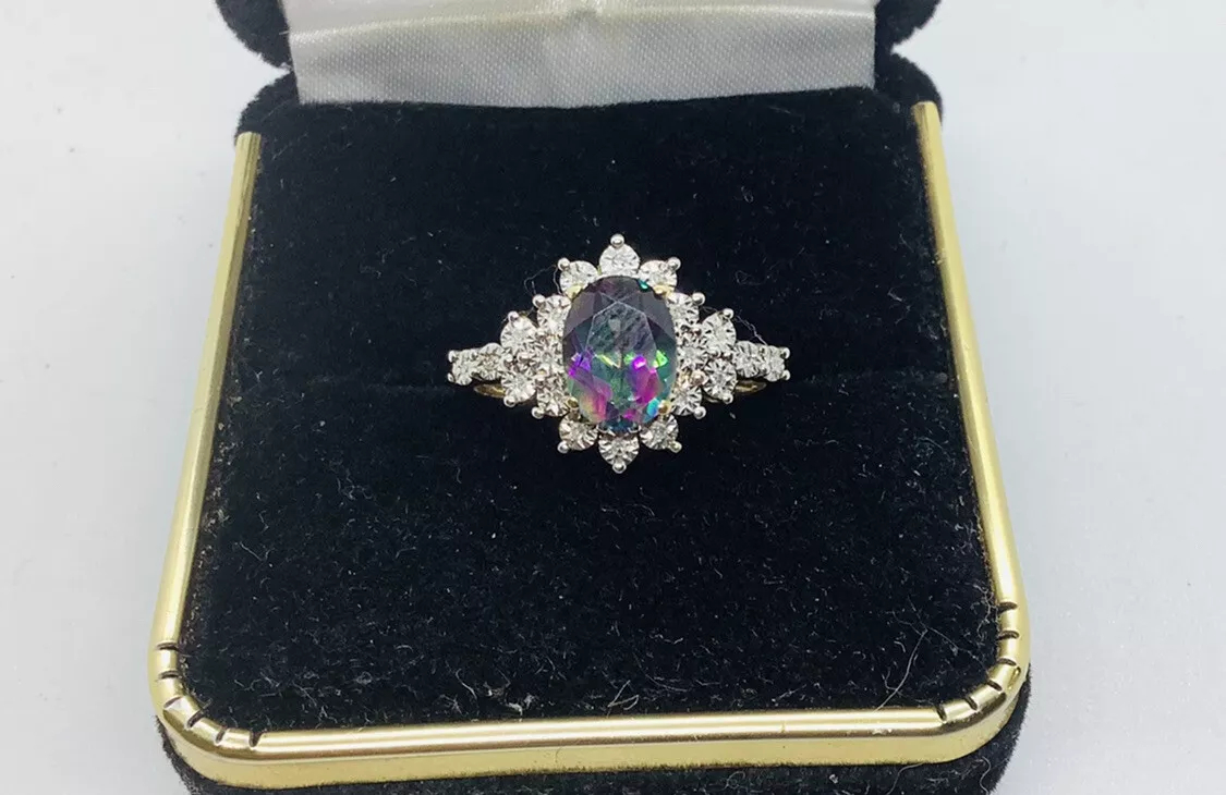Mystic Topaz Diamonds, Gemstone Ring