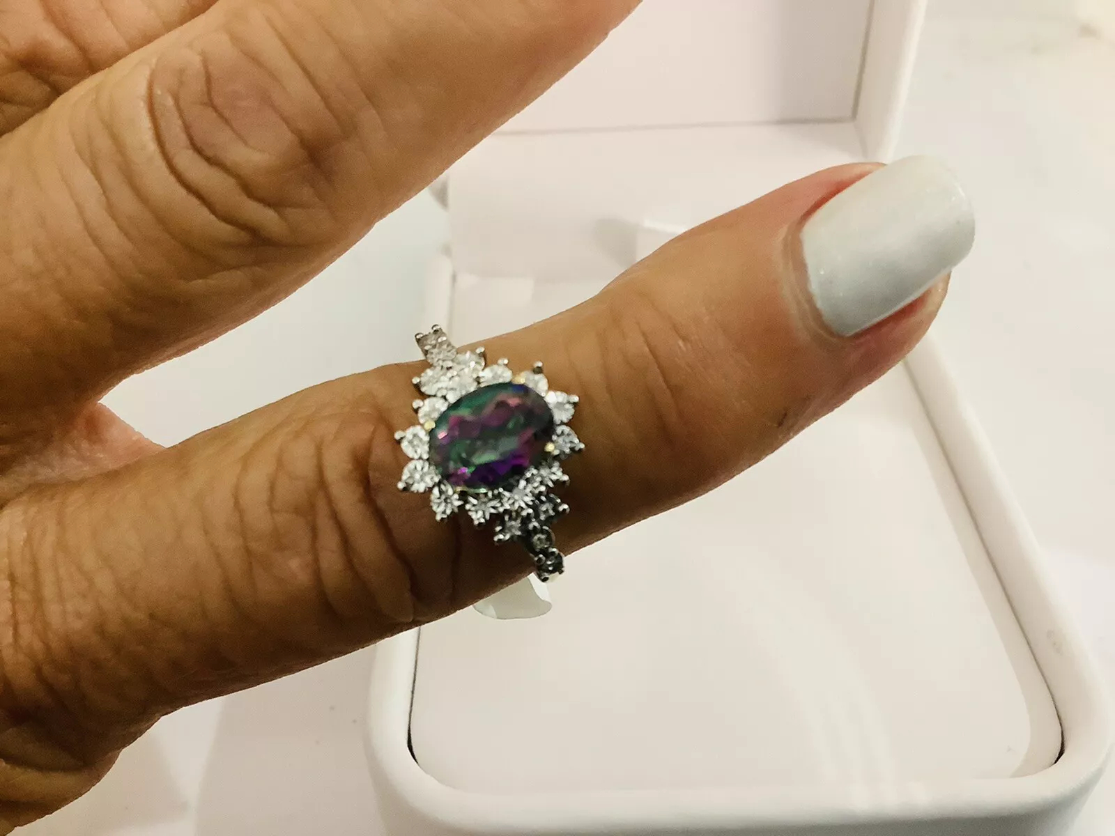 Mystic Topaz Diamonds, Gemstone Ring - Image 2