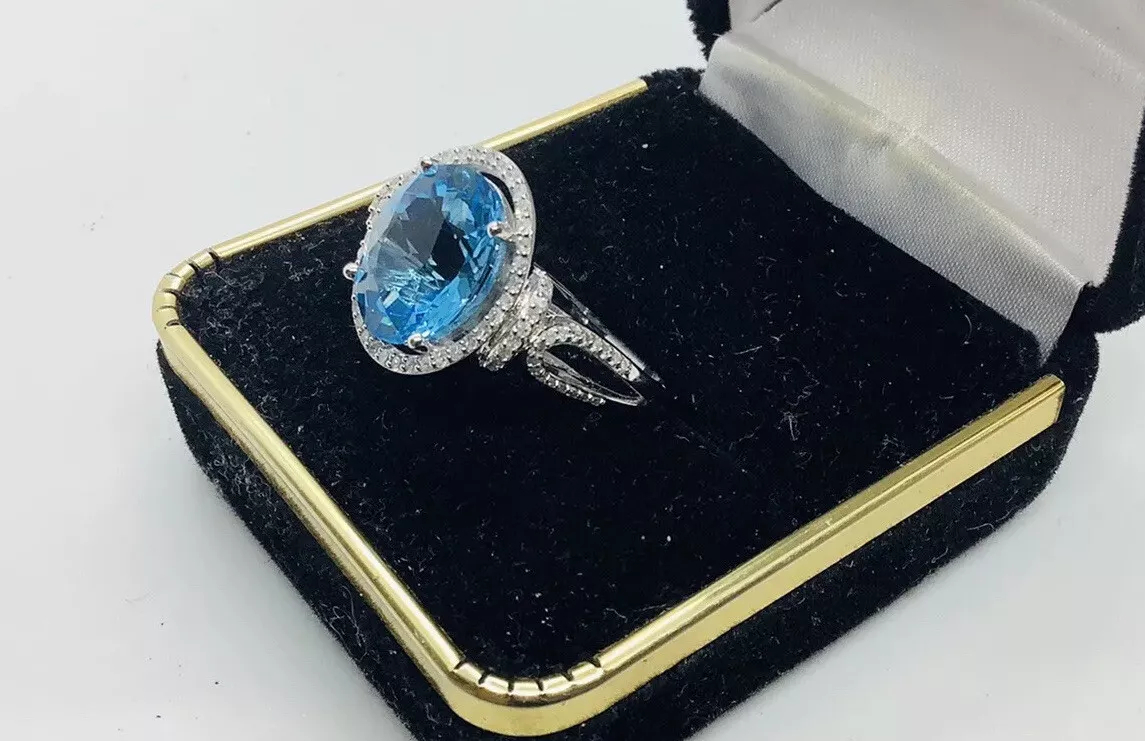 Blue Topaz Gemstone, Cocktail Ring - Image 2