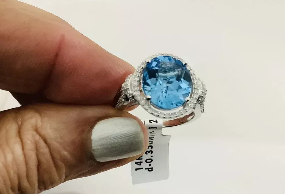 Blue Topaz Gemstone, Cocktail Ring - Image 3
