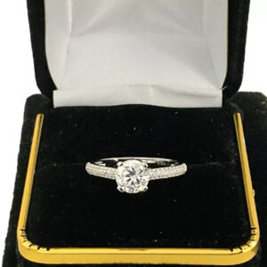 1ct Round Moissanite Certified Engagement Ring