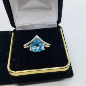 Blue Topaz Diamonds Gemstone Ring