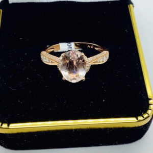 Morganite, Diamonds Gemstone Solitaire Ring
