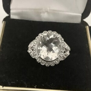 White Topaz, Diamonds, Gemstone Ring