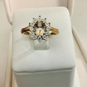 Morganite, Diamonds ballerina gemstone ring