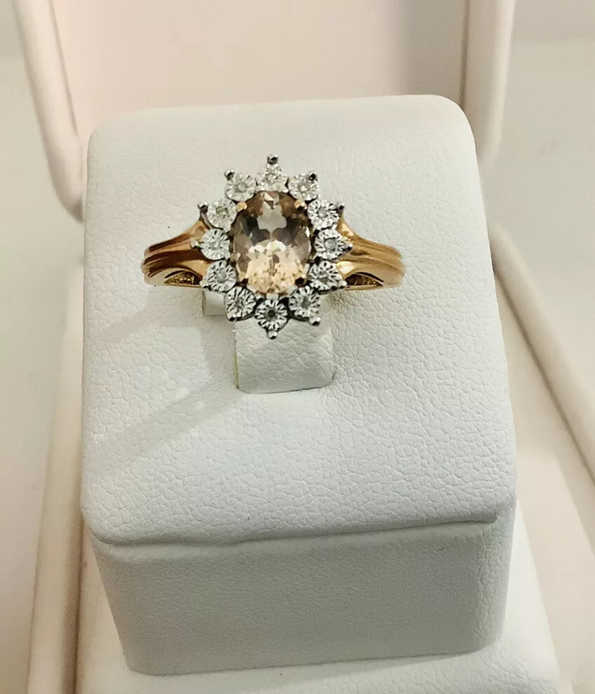 Morganite, Diamonds ballerina gemstone ring