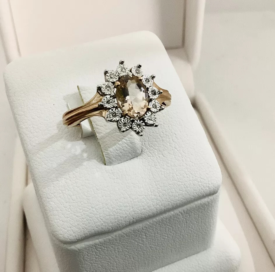 Morganite, Diamonds ballerina gemstone ring - Image 3