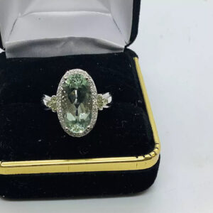 5ct Prasiolite in diamond ring