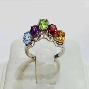 Blue Topaz, Multi Gemstone Ring