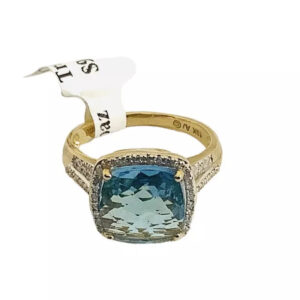 Blue Topaz, Diamonds, Gemstone Ring