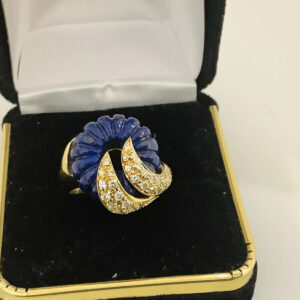 Blue Lapis, diamonds Vintage Ring