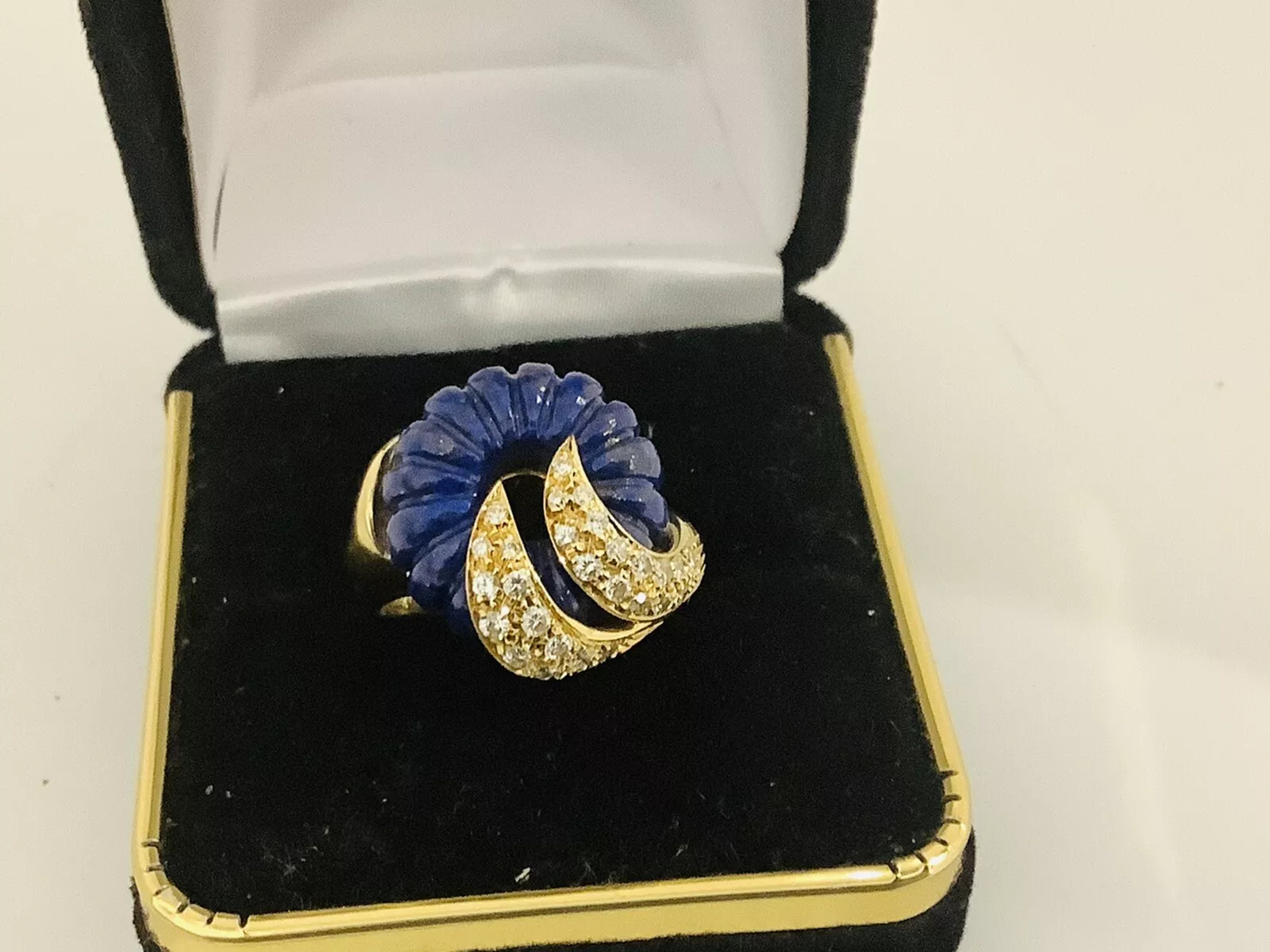 Blue Lapis, diamonds Vintage Ring