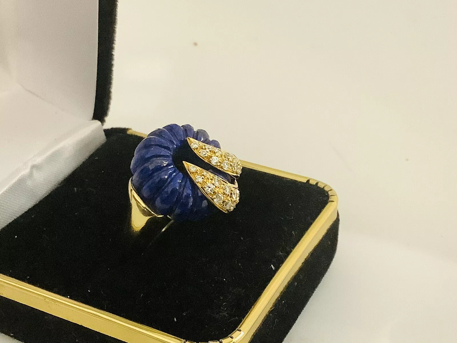 Blue Lapis, diamonds Vintage Ring - Image 2