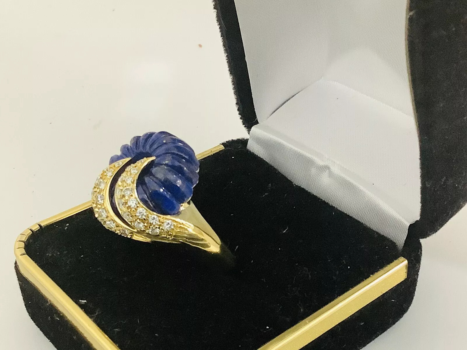 Blue Lapis, diamonds Vintage Ring - Image 3